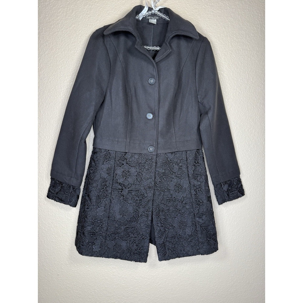 Venus black lace overlay coat size 6‎ jacket Victorian Gothic romantic